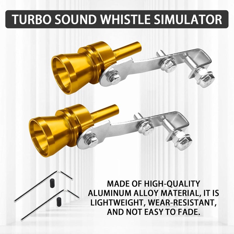 Hirificing 2PCS Exhaust Turbo Whistle, Loud Turbo Sound Booster Exhaust Muffler Pipe Aluminum Alloy Whistle,Car Roar Maker Turbo Sound Enhancer Whistle Simulator(XL-Gold) - Image 5